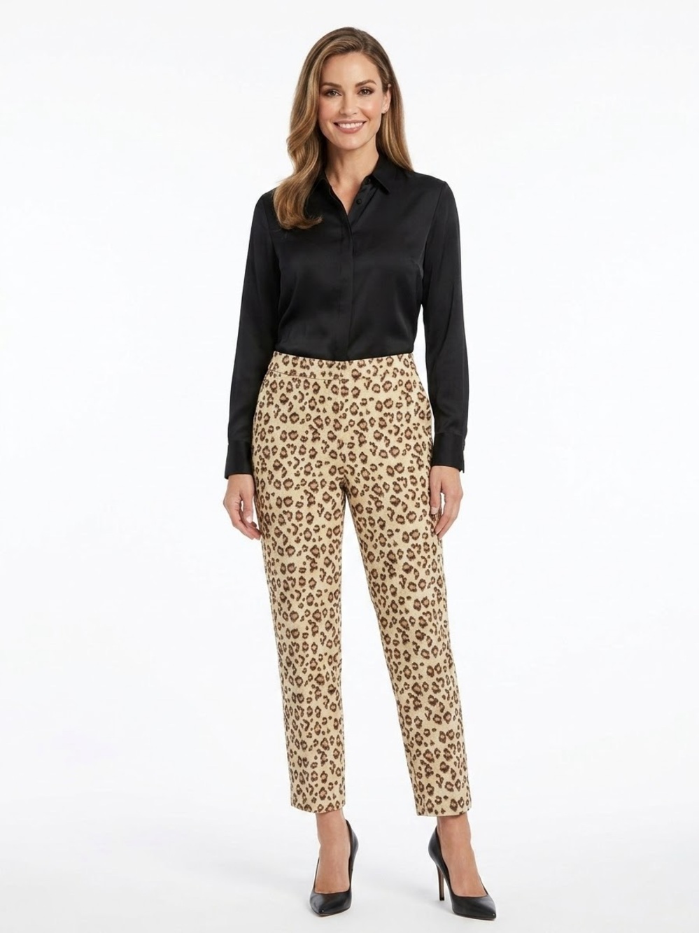 Dana Buchman Leopard Print Pants Beige Brown Size 10